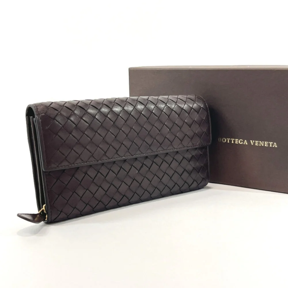 In like New Condition BOTTEGAVENETA PURSE 150509 INTRECCIATO LEATHER BROWN MENS